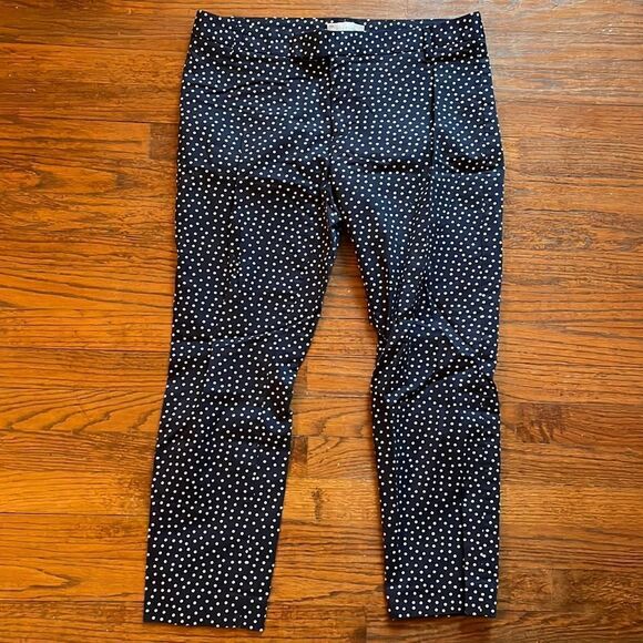 Gap Navy and White Polka Dot Slim Cropped Pants - Picture 1 of 7